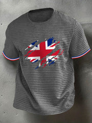Men's UK Flag Print Casual Short-Sleeve Waffle Tee trupatriotic