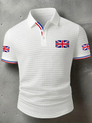 Men's UK Flag Print Casual Short-Sleeve Waffle Top trupatriotic