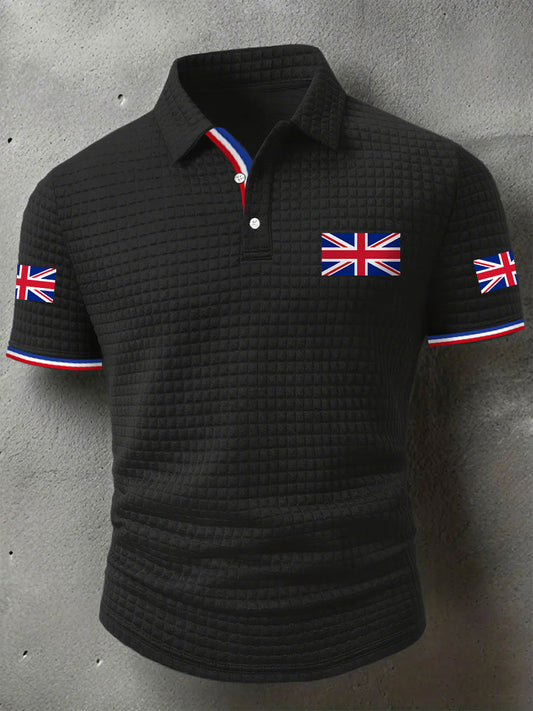 Men's UK Flag Print Casual Short-Sleeve Waffle Top trupatriotic