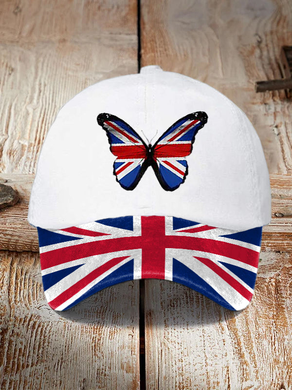 Unisex British Flag Butterfly Print Hat trupatriotic