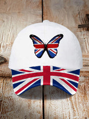 Unisex British Flag Butterfly Print Hat trupatriotic