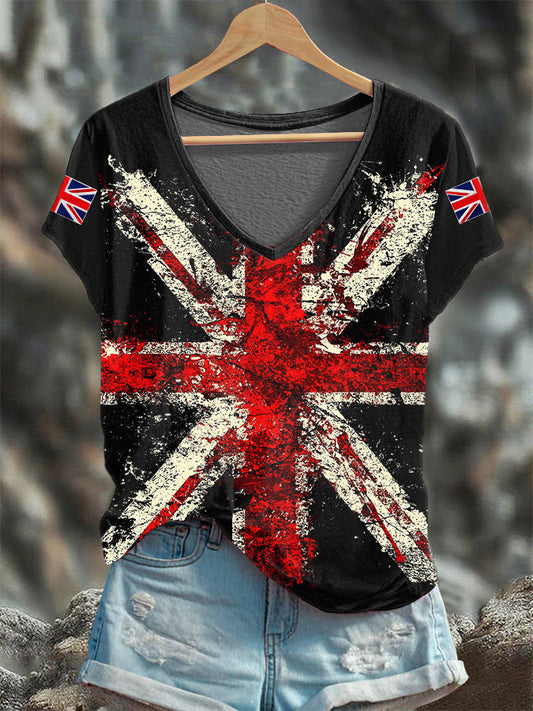 Women's Union Jack V-neck T-shirt trupatriotic