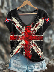 Women's Union Jack V-neck T-shirt trupatriotic