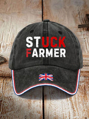 Unisex UK Flag Stuck Farmer Print Hat trupatriotic
