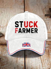 Unisex UK Flag Stuck Farmer Print Hat trupatriotic