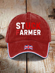 Unisex UK Flag Stuck Farmer Print Hat trupatriotic