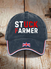Unisex UK Flag Stuck Farmer Print Hat trupatriotic