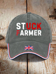 Unisex UK Flag Stuck Farmer Print Hat trupatriotic