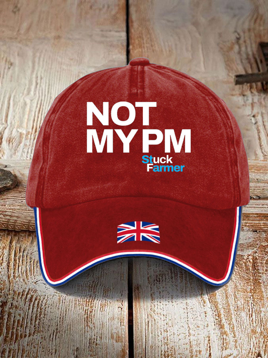 Unisex Not My PM Funny UK Flag Printed Hat trupatriotic