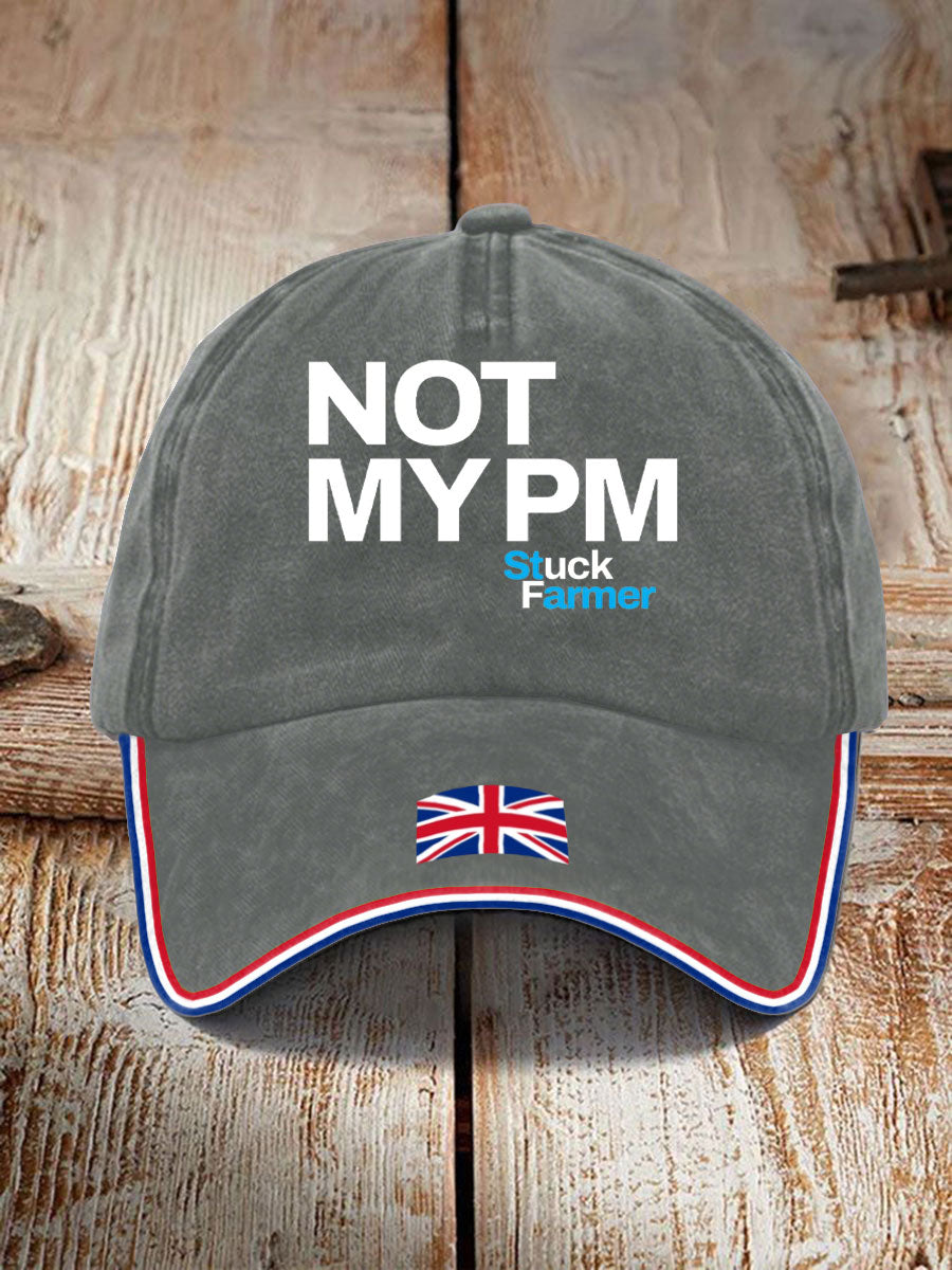 Unisex Not My PM Funny UK Flag Printed Hat trupatriotic