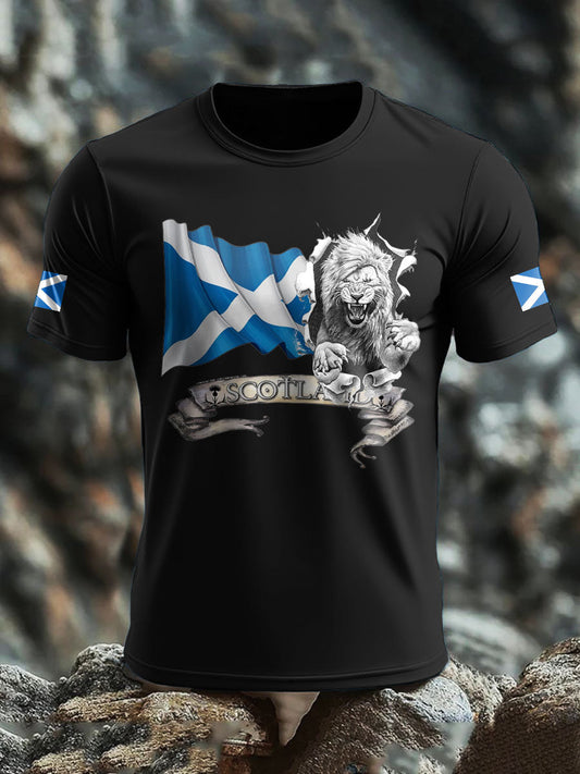 Men's Scotland Flag Proud The Brave Printed T-shirt trupatriotic