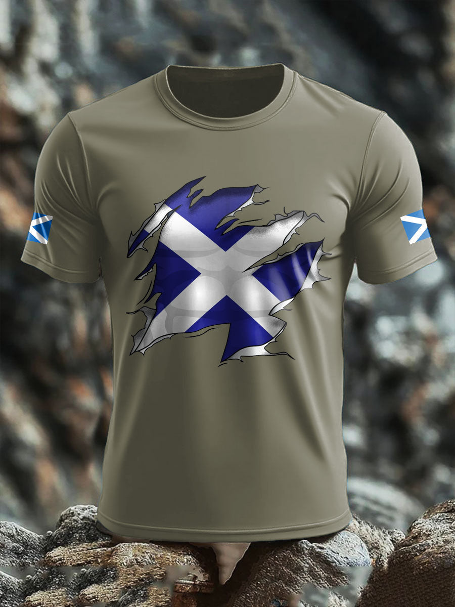 Men's Scotland Flag Proud The Brave Printed T-shirt trupatriotic