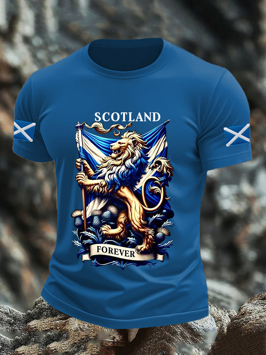 Men's Scotland Flag Proud The Brave Printed Casual Short Sleeve T-shirt trupatriotic