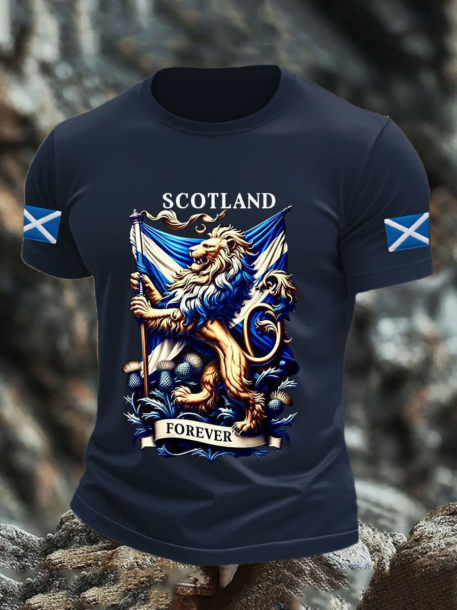 Men's Scotland Flag Proud The Brave Printed Casual Short Sleeve T-shirt trupatriotic