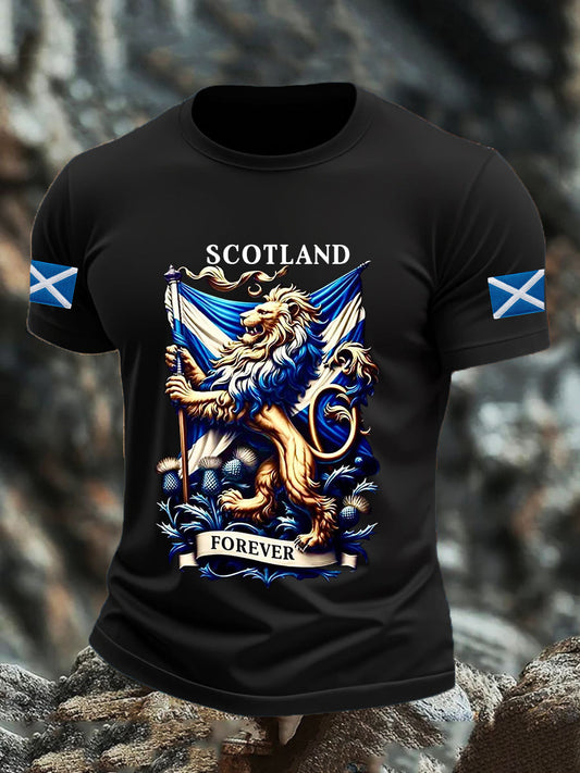 Men's Scotland Flag Proud The Brave Printed Casual Short Sleeve T-shirt trupatriotic