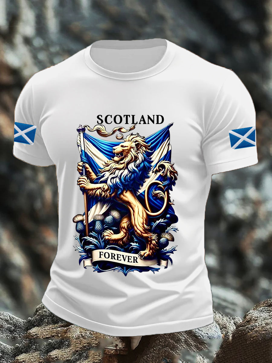 Men's Scotland Flag Proud The Brave Printed Casual Short Sleeve T-shirt trupatriotic