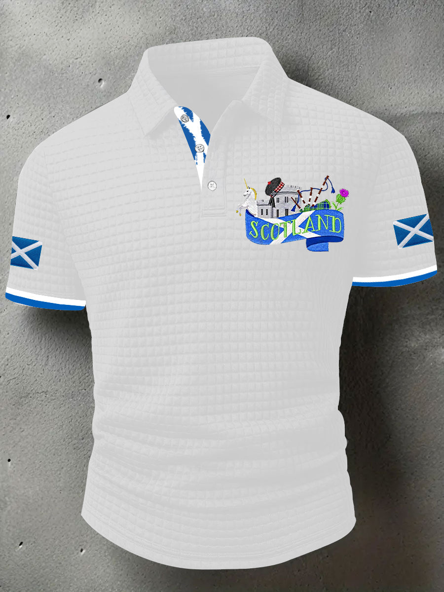 Men's Scotland Flag Proud The Brave Printed Casual Short Sleeve Tops trupatriotic