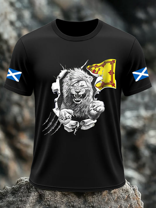 Men's Scotland Flag Proud The Brave Printed Casual Short Sleeve T-shirt trupatriotic