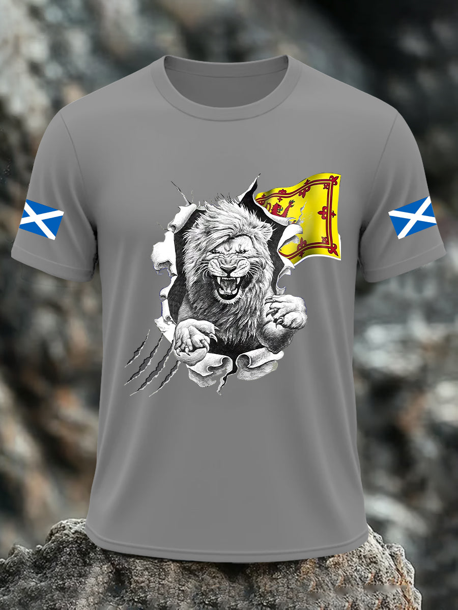 Men's Scotland Flag Proud The Brave Printed Casual Short Sleeve T-shirt trupatriotic