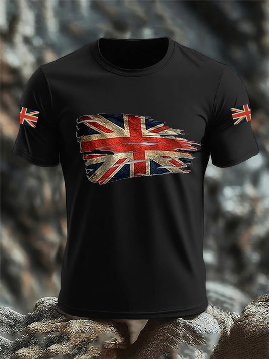 Men's UK Flag Print Casual Tee trupatriotic
