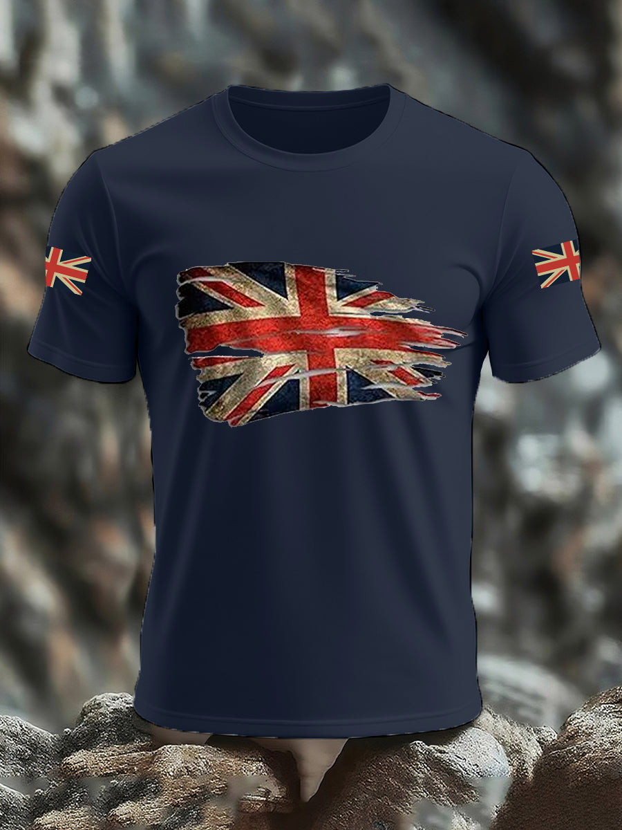 Men's UK Flag Print Casual Tee trupatriotic