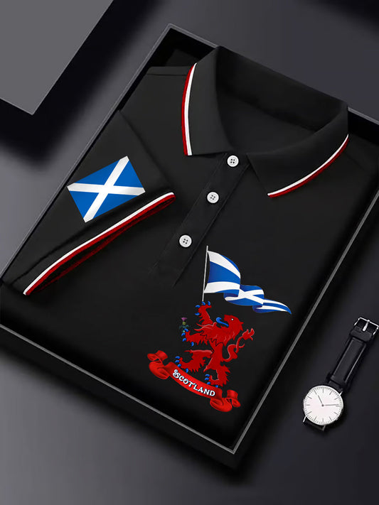 Men's Scotland Flag Proud The Brave Printed Casual Short Sleeve Tops trupatriotic