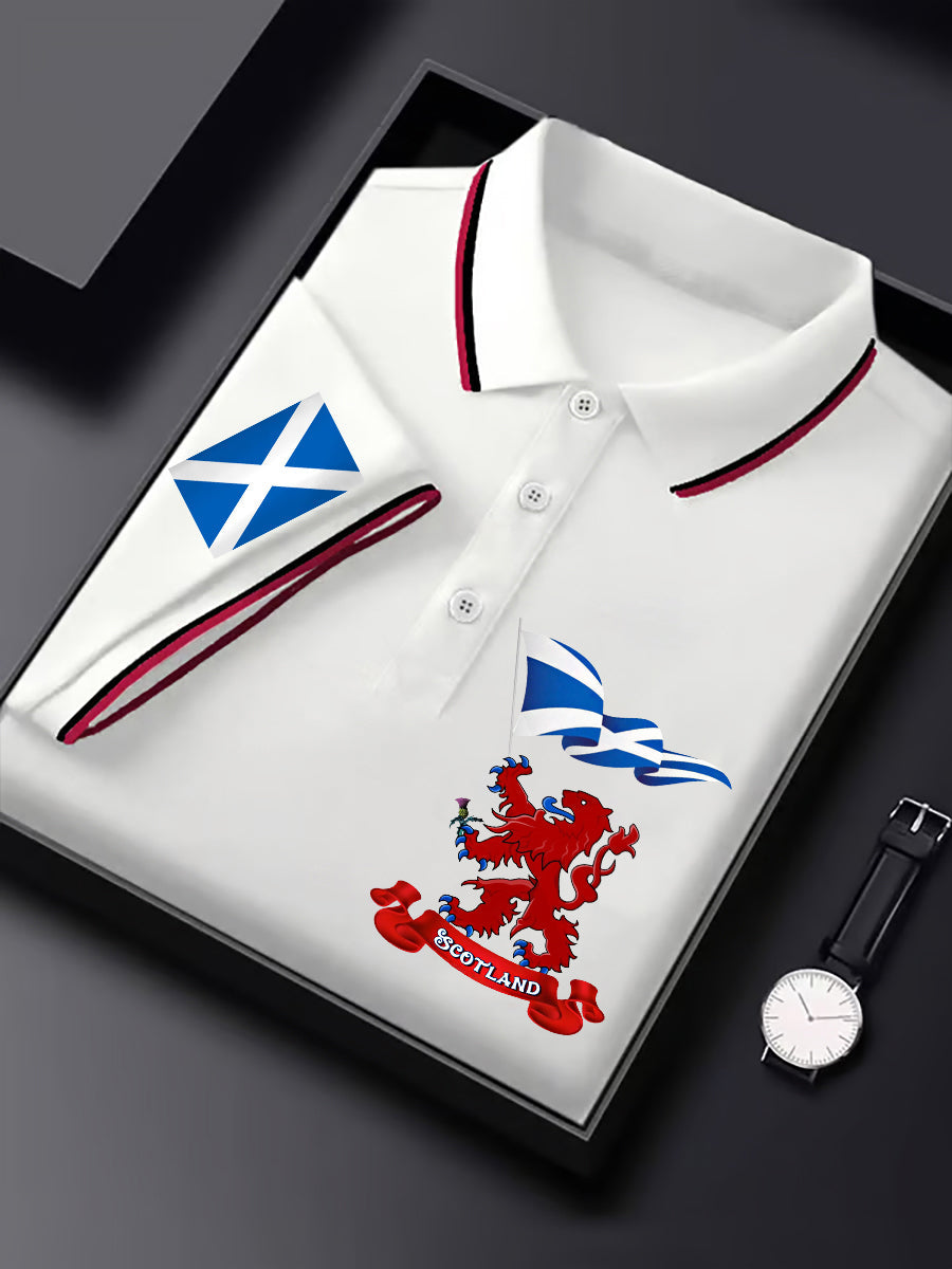 Men's Scotland Flag Proud The Brave Printed Casual Short Sleeve Tops trupatriotic