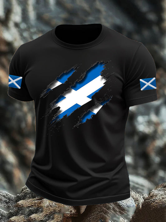 Men's Scotland Flag Proud The Brave Printed Casual Short Sleeve T-shirt trupatriotic