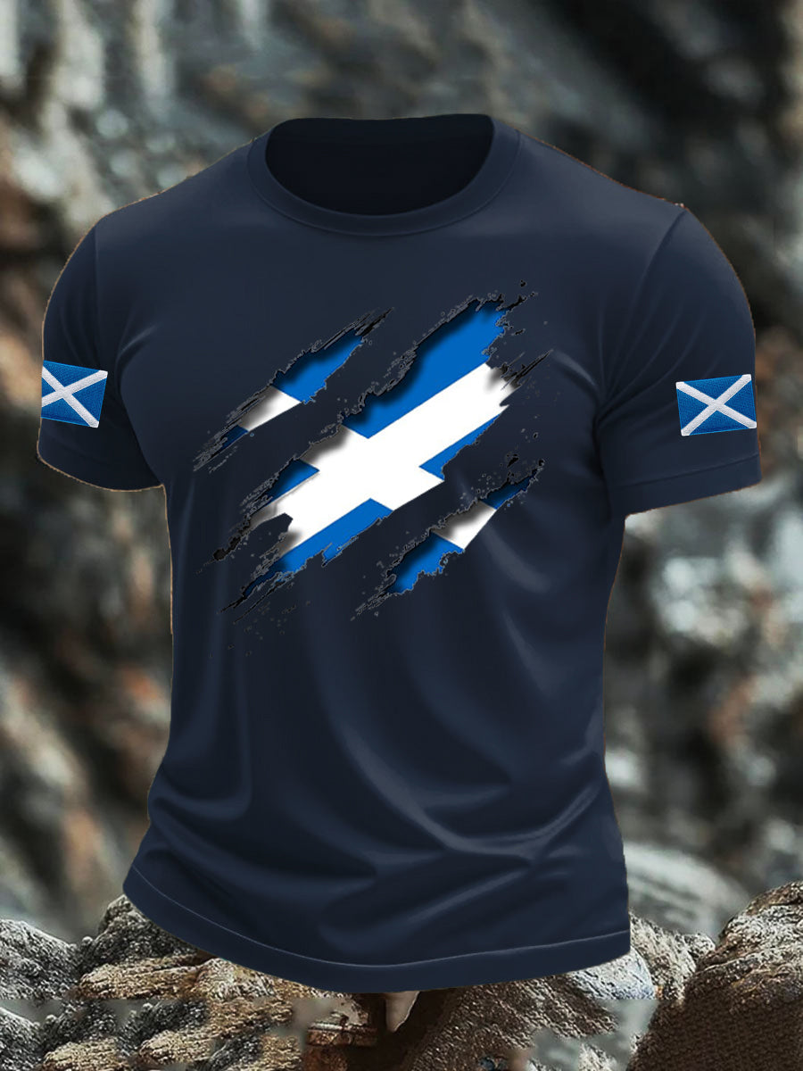 Men's Scotland Flag Proud The Brave Printed Casual Short Sleeve T-shirt trupatriotic