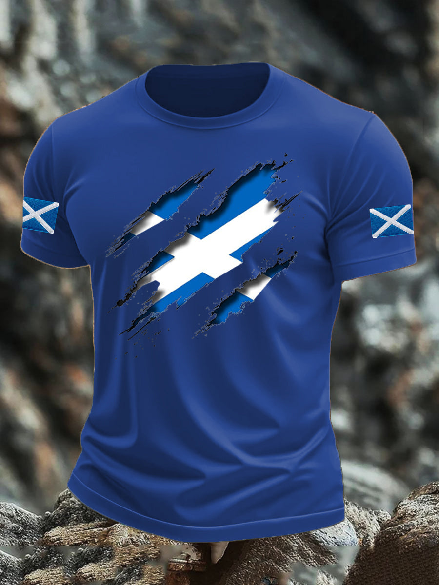 Men's Scotland Flag Proud The Brave Printed Casual Short Sleeve T-shirt trupatriotic