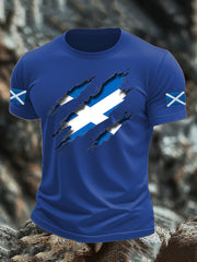 Men's Scotland Flag Proud The Brave Printed Casual Short Sleeve T-shirt trupatriotic