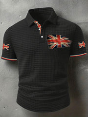 Men's UK Flag Print Casual Short-Sleeve Waffle Top trupatriotic