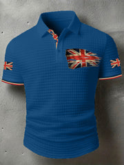 Men's UK Flag Print Casual Short-Sleeve Waffle Top trupatriotic