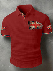Men's UK Flag Print Casual Short-Sleeve Waffle Top trupatriotic