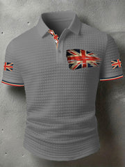 Men's UK Flag Print Casual Short-Sleeve Waffle Top trupatriotic