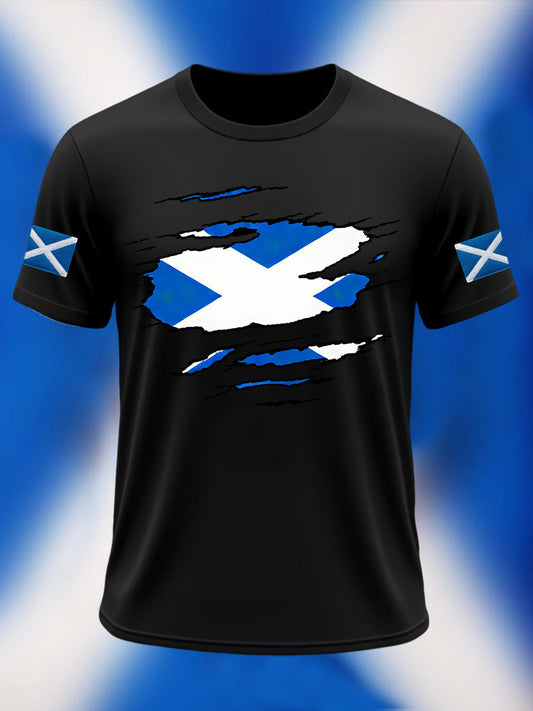 Men's Scotland Flag Proud The Brave Printed Casual Short Sleeve T-shirt trupatriotic