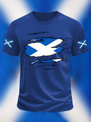 Men's Scotland Flag Proud The Brave Printed Casual Short Sleeve T-shirt trupatriotic