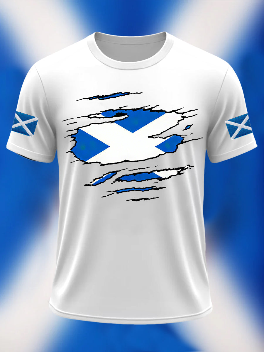 Men's Scotland Flag Proud The Brave Printed Casual Short Sleeve T-shirt trupatriotic