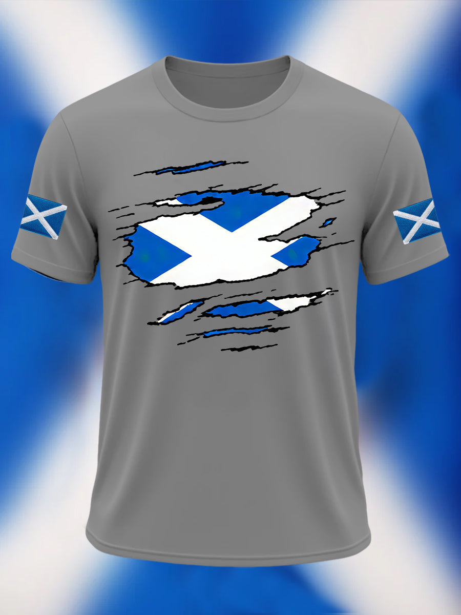 Men's Scotland Flag Proud The Brave Printed Casual Short Sleeve T-shirt trupatriotic