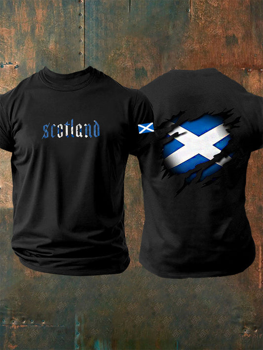 Men's Scotland Flag Proud The Brave Printed Casual Short Sleeve T-shirt trupatriotic