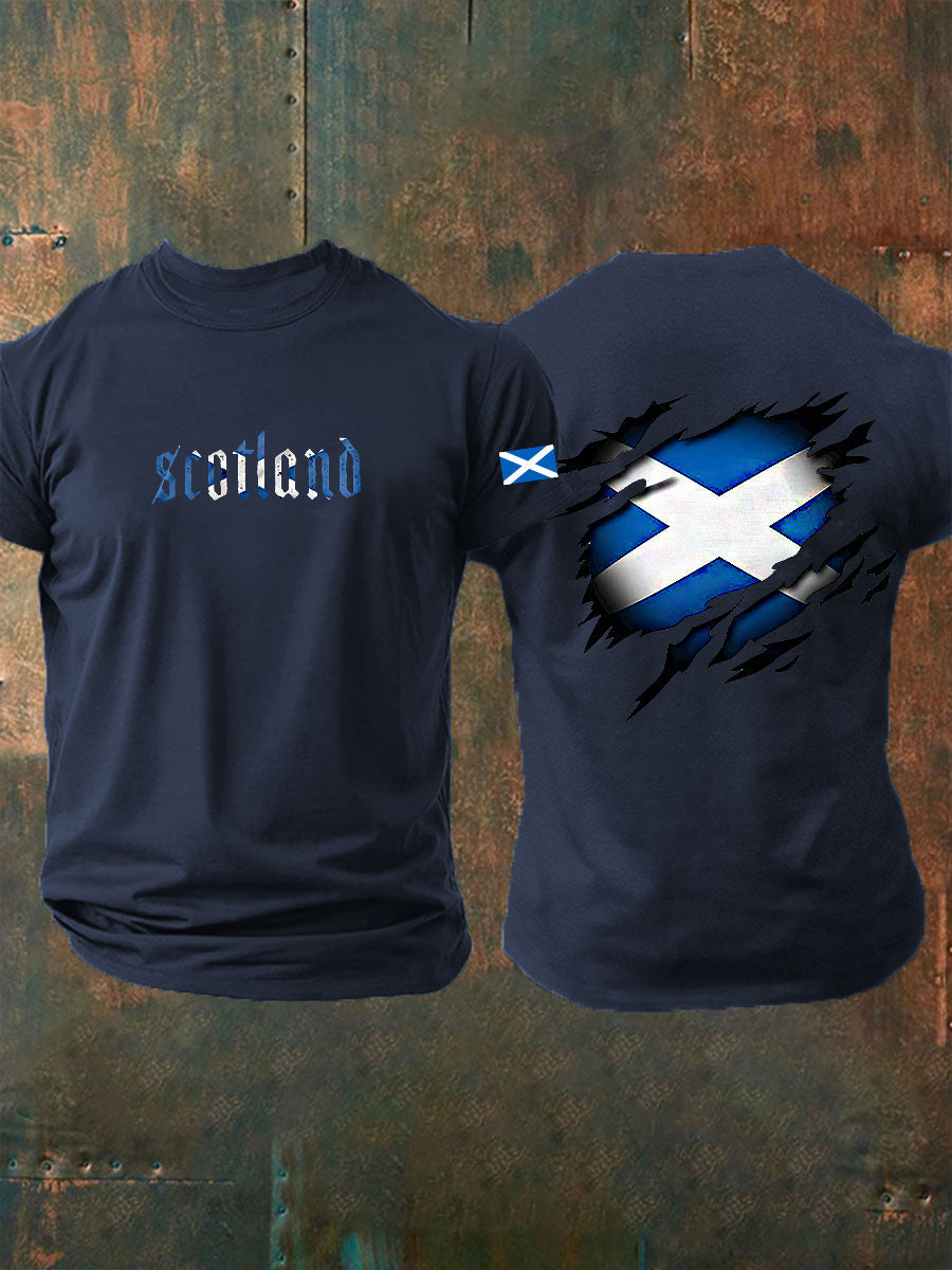Men's Scotland Flag Proud The Brave Printed Casual Short Sleeve T-shirt trupatriotic