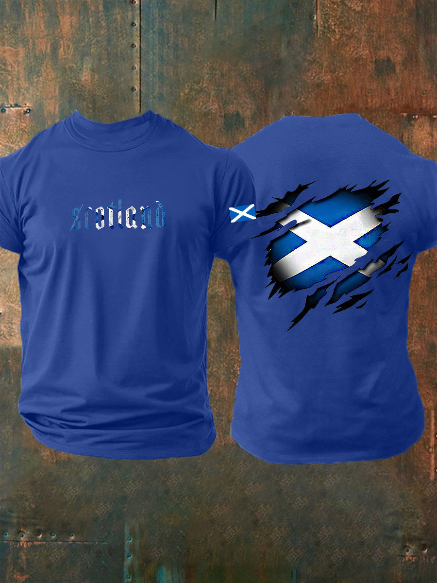 Men's Scotland Flag Proud The Brave Printed Casual Short Sleeve T-shirt trupatriotic