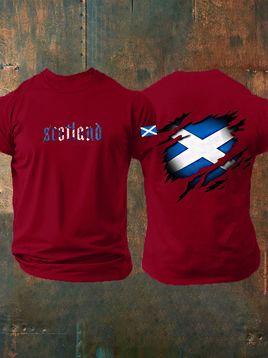 Men's Scotland Flag Proud The Brave Printed Casual Short Sleeve T-shirt trupatriotic