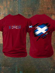Men's Scotland Flag Proud The Brave Printed Casual Short Sleeve T-shirt trupatriotic