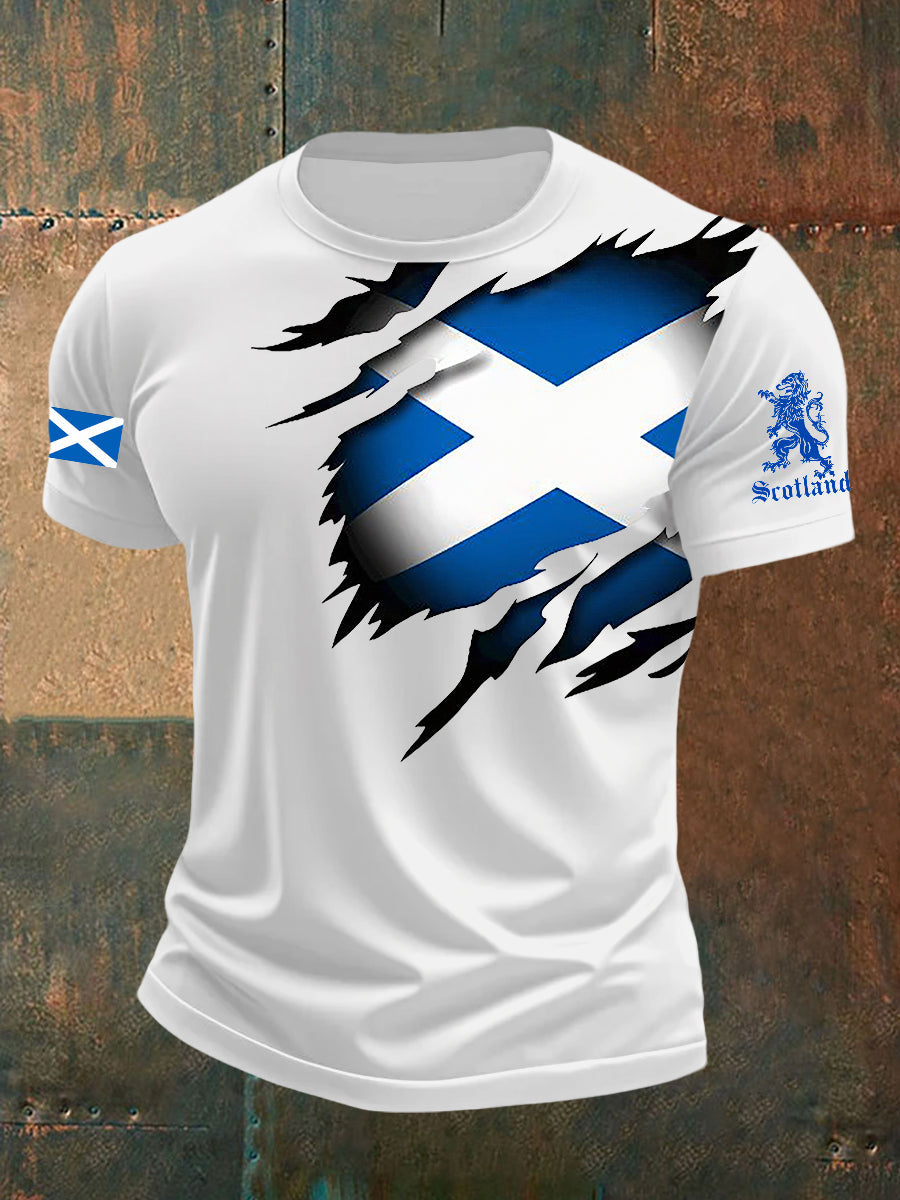 Men's Scotland Flag Proud The Brave Printed Casual Short Sleeve T-shirt trupatriotic