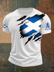 Men's Scotland Flag Proud The Brave Printed Casual Short Sleeve T-shirt trupatriotic