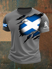 Men's Scotland Flag Proud The Brave Printed Casual Short Sleeve T-shirt trupatriotic