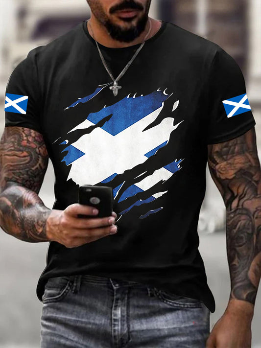 Men's Scotland Flag Proud The Brave Printed Casual Short Sleeve T-shirt trupatriotic