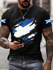 Men's Scotland Flag Proud The Brave Printed Casual Short Sleeve T-shirt trupatriotic
