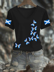 Women's Scottish Butterfly Flag Short Sleeve T-Shirt trupatriotic